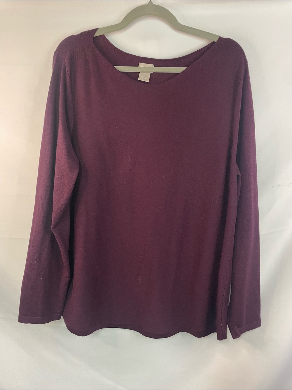 Chicos crewneck Classic Women's Long-Sleeve Top - Plum, size XL